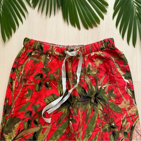 LILKA Anthropologie Doting Deer Red Green Jungle Lounge Pants - Size S - Picture 5 of 15